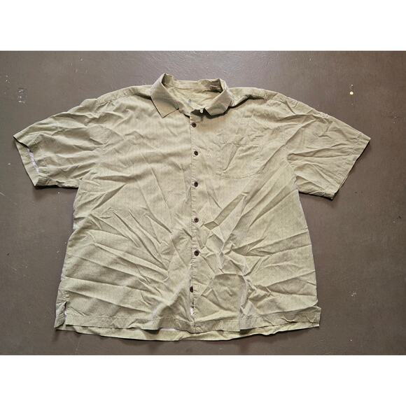 Tommy Bahama‎ Short Sleeve Button Down 100% Silk Shirt in Green Men's Size 3XB - Picture 1 of 4